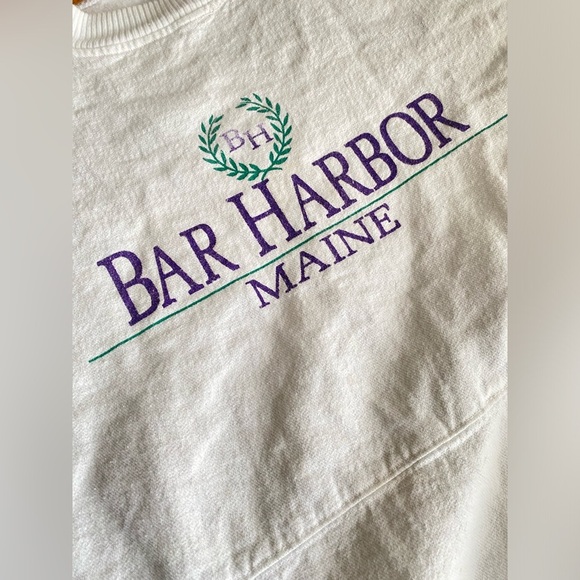 Vintage Sweatshirt Women’s Large Bar Harbor Maine Crewneck Made in the USA White - Picture 3 of 8